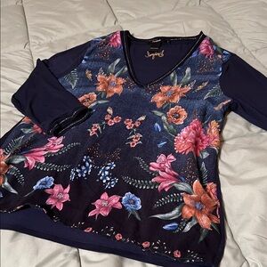 Desigual Navy Floral Top